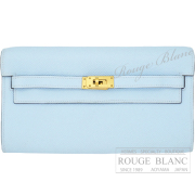 エルメス　ケリーウォレット ロング トゥーゴー　ブルーブリュム　エプソン　ゴールド金具　【中古】 HERMES Kelly Wallet Long To Go Bleu brume Epsom Gold Buckle 【USED】