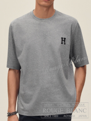エルメス　2026 S/S　メンズ　Tシャツ　ミニレザーパッチ　”アッシュヴァル”　グレー　#XL　タグ付　【新品】 HERMES Men's T-shirt  "H’Cheval" Gray【NEW】