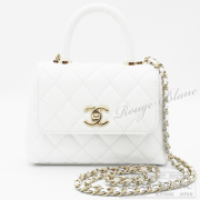シャネル　ココハンドル　ミニ　チェーンバッグ　ホワイト　キャビアスキン　シャンパンゴールド金具 【新品】CHANEL Coco handle Mini White Chain shoulder bag【NEW】