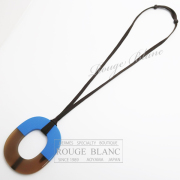 エルメス　ネックレス　"イスムGM"　バッファローホーン　ブルー×ブラウン 【中古】 HERMES Necklace "Isthme GM" 【USED】