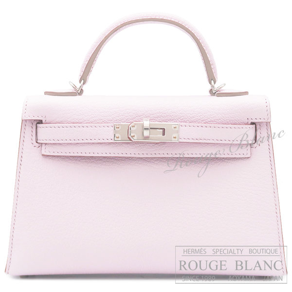 エルメス　ケリーミニ 2/ミニケリー 2　モーヴペール　シェーヴル　シルバー金具　外縫い　【新品】　HERMES Mini Kelly 2 Mauve pale Chevre Silver Buckle 【NEW】