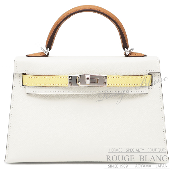 エルメス　ケリーミニ 2/ミニケリー 2　ナタ×ジョーヌプッサン×セサミ　トリコロール　シルバー金具  外縫い【新品】HERMES Mini Kelly 2 Nata×Jaune poussin×Sesami Tri-color Epsom Silver Buckle【NEW】
