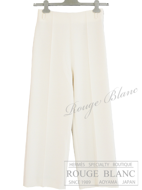 エルメス　ワイドパンツ　センタータック　ブランカッセ　#36　タグ付　【新品】 HERMES Pantalon Cropped Blanc casse 【NEW】