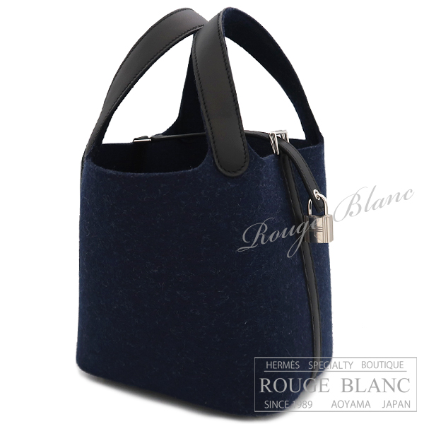 エルメス　ピコタンロックPM/18　ブルーニュイ×ブラック　フェルト×スイフト　シルバー金具　【新品】　HERMES Picotan lock PM/18 Bleu nuit×Black Felt×Swift  Silver Buckle 【NEW】