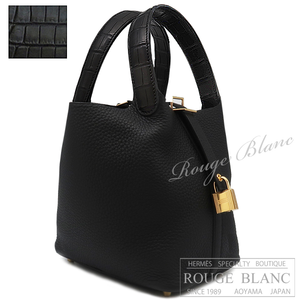エルメス　ピコタンロックタッチPM/18　黒　ブラック　トリヨンクレマンス×アリゲーターマット　ゴールド金具　【新品】　HERMES Picotan lock touch PM/18 Black Taurillon Clemence×Alligator mat  Gold Buckle 【NEW】