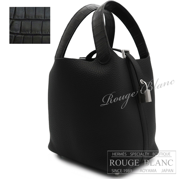エルメス　ピコタンロックタッチPM/18　黒　ブラック　トリヨンクレマンス×アリゲーターマット　シルバー金具　【新品】　HERMES Picotan lock touch PM/18 Black Taurillon Clemence×Alligator mat Silver Buckle 【NEW】