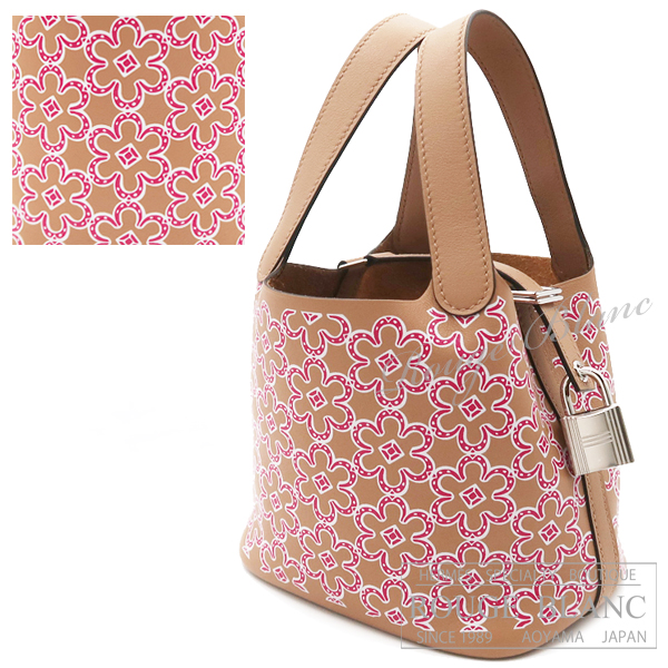 エルメス　ピコタンロック マイクロ/ミクロ　ラッキーデイジー　チャイ×ローズ　スイフト　シルバー金具 【新品】HERMES Picotin lock Micro Lucky Daisy Chai×Rose Swift Silver Buckle 【NEW】