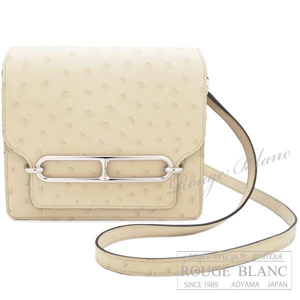 エルメス　ルリ　ミニ　パーシュマン　オーストリッチ　シルバー金具  【新品】 HERMES Roulis mini Parchemin Ostrich Silver Buckle 【NEW】