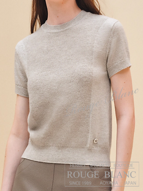 エルメス　2024 S/S　カシミア　ショートスリーブニット　ベージュナチュレル　#36　タグ付【新品】 HERMES Short sleeve knit 【NEW】