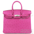 エルメス　バーキン25　フューシャピンク　オーストリッチ　シルバー金具　【新品】 　HERMES Birkin25 Fuchsia pink Ostrich Silver Buckle 【NEW】