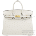 エルメス　バーキン25　ナタ　オーストリッチ　ゴールド金具　【新品】 HERMES Birkin25 Nata Ostrich Gold Buckle 【NEW】