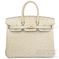 エルメス　バーキン25　パーシュマン　オーストリッチ　ゴールド金具　【新品】 　HERMES Birkin25 Parchemin Ostrich Gold Buckle 【NEW】