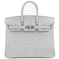 エルメス　バーキン25　パールグレー/グリパール　オーストリッチ　シルバー金具　【新品】 　HERMES Birkin25 Gris perle Ostrich Silver Buckle 【NEW】