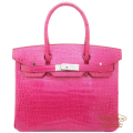 エルメス バーキン30 フューシャピンク クロコダイル ポロサス S金具 【新品】HERMES Birkin30 Fuschia Crocodile Porosus Lisse 【NEW】