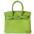 エルメス　バーキン30　アニスグリーン　オーストリッチ　S金具　【新品】　HERMES Birkin30 Vert Anis Ostrich Silver Buckle 【NEW】