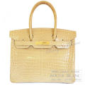 エルメス　バーキン30　ベージュロゼ　クロコダイル　ポロサス　ゴールド金具 【中古】 HERMES Birkin30 Beigerose Crocodile Porosus Lisse 【USED】
