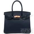 エルメス　バーキン30　ブルーインディゴ　エプソン 　ローズゴールド金具　 【新品】　　HERMES Birkin30 Blue Indigo Epsom　Buckle Rose Goｌｄ【NEW】