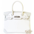 エルメス バーキンギリーズ30 白×トゥルティールグレー S金具　　【新品】 HERMES Birkin30 Gillies White Gris 【NEW】