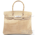 エルメス　バーキン30　プードル　クロコダイル　ニロティカスリセ　シルバー金具  【新品同様】　HERMES Birkin30 Poudre Crocodile Niloticus lisse Silver Buckle【USED】
