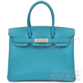エルメス　バーキン30　ターコイズ　シェーヴル　シルバー金具 【中古】 HERMES Birkin30 Turquoise Chevre Silver Buckle【USED】