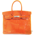 エルメス　バーキン35　オレンジ　ポロサス　S金具  【未使用品】 HERMES Birkin35 Orange Crocodile Porosus Lisse