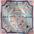 エルメス　カレ70　スカーフ　"馬車の変遷"　ローズボンボン×ブルー×ジョーヌ　シルク 【新品】HERMES Scarf Carre70 "Les Voitures Nouvelles" Rose bonbon×Bleu×Jaune Silk 【NEW】