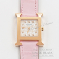 ほぼ未使用【HERMES】エルメスHウォッチ【ベトン】ローズゴールド金具 HERMES エルメス Hウォッチミニ ベゼルダイヤ/11Pダイヤ