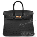 エルメス　バーキン25　ブラック　オーストリッチ　ローズゴールド金具 【新品】HERMES Birkin25 Black Ostrich Rose Gold Buckle【NEW】
