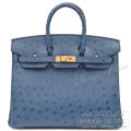 エルメス　バーキン25　ブルーロイ　オーストリッチ　ゴールド金具  【新品】 HERMES Birkin25 Bleu roy Ostrich Gold Buckle 【NEW】