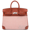 エルメス　バーキン25　エクリュ×ブリック×モーヴ×キュイーブル トワルキャドリーユ×スイフト シルバー金具【新品】HERMES Birkin25 Ecru×Brique×Mauve×Cuivre×Toile Quadrille×Swift Silver Buckle【NEW】