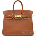 エルメス　バーキン25　フォーヴ　バレニア　ゴールド金具 【中古】 HERMES Birkin25 Fauve Barenia Gold Buckle 【USED】