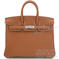 エルメス　バーキン25　ゴールド　トゴ　シルバー金具 【新品】  HERMES Birkin25 Gold Togo Silver Buckle 【NEW】