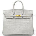 エルメス　バーキン25　パールグレー/グリパール　クロコダイル　アリゲーターマット　ゴールド金具 【新品】 HERMES Birkin25 Gris perle Crocodile Alligator Mat Gold Buckle 【NEW】