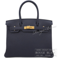 エルメス　バーキン30 　ブルーニュイ　トゴ　ゴールド金具 【新品】 HERMES Birkin30 Bleu Nuit Togo Gold Buckle【NEW】