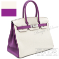 エルメス　バーキン30　スペシャルオーダー　クレ×アネモネ　パープルステッチ　トゴ　マットシルバー金具　【新品同様】 HERMES Birkin30 Special order  Craie×Anemone Togo Mat silver Buckle 【USED】