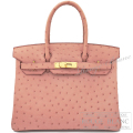 エルメス　バーキン30　テリキュート　オーストリッチ　ゴールド金具 【新品同様】 HERMES Birkin30 Terre cuite Ostrich Gold Buckle 【USED】