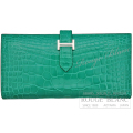 エルメス　ベアンスフレ　ヴェールジェイド　クロコダイル　アリゲーター リセ　シルバー金具【新品】 HERMES  Bearn with gusset Vert Jade Crocodile Alligator Lisse Silver Buckle【NEW】