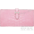 エルメス　ベアンスフレ　ピンク　クロコダイル　アリゲーターマット　シルバー金具　【新品】 HERMES Bearn with Gusset Pink Crocodile Alligator Mat Silvrer Buckle【NEW】