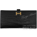 エルメス　ベアンスフレ　黒　ブラック　クロコダイル　アリゲーターマット　ゴールド金具　【新品】 HERMES Bearn with Gusset Black Crocodile Alligator Mat Gold Buckle【NEW】