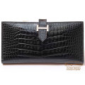 エルメス ベアン 黒 ブラック アリゲーター  WGダイヤ金具 【新品】HERMES Wallet Bearn Black Crocodile Alligator 【NEW】