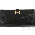 エルメス　ベアンスフレ 黒　ブラック　クロコダイル　アリゲーター リセ　ゴールド金具【新品】 HERMES  Bearn with gusset Black  Crocodile Alligator Lisse Gold Buckle【NEW】