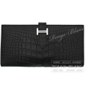 エルメス　ベアンスフレ　黒　ブラック　クロコダイル　アリゲーターマット　シルバー金具　【新品】 HERMES Bearn with Gusset Black Crocodile Alligator Mat Silver Buckle 【NEW】