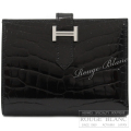 エルメス　ベアンコンパクト　黒　ブラック　クロコダイル　アリゲーターリセ　シルバー金具 【新品】 HERMES Wallet Bearn Compact Black Crocodile Alligator lisse Silver Buckle【NEW】