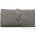 エルメス　ベアンスフレ　グリメイヤー　エプソン　シルバー金具 【新品】 HERMES Wallet Bearn with Gusset Gris meyer Epsom Silver Buckle【NEW】