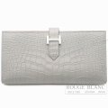 エルメス　ベアンスフレ　パールグレー　クロコダイル　アリゲーターマット　シルバー金具 【新品】 HERMES Bearn with Gusset Gris perle Crocodile Alligator Mat Silver Buckle【NEW】