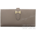 エルメス　ベアンスフレ　エトゥープ　エプソン　ゴールド金具　【新品】 HERMES Wallet Bearn with Gusset Etoupe Epsom Gold Buckle 【NEW】