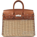 エルメス　バーキンピクニック25　フォーヴ　バレニア×ラタン　シルバー金具　【新品】HERMES Birkin picnic 25 Fauve Barenia×Rattan Silver Buckle 【NEW】