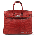 エルメス　バーキン25　ルージュアッシュ　クロコダイル　ニロティカスマット　シルバー金具  【中古】 HERMES Birkin25 Rouge H Crocodile Niloticus Mat Silver Buckle【USED】