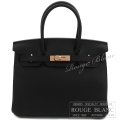 エルメス　バーキン30　黒　ブラック　トゴ　ローズゴールド金具　【新品】 　HERMES Birkin30 Black Togo Rose Gold Buckle　【NEW】
