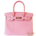 エルメス　バーキン30　ピンク　ポロサスマット　S金具 【新品】 HERMES Birkin30 Pink Crocodile Porosus mat 【NEW】